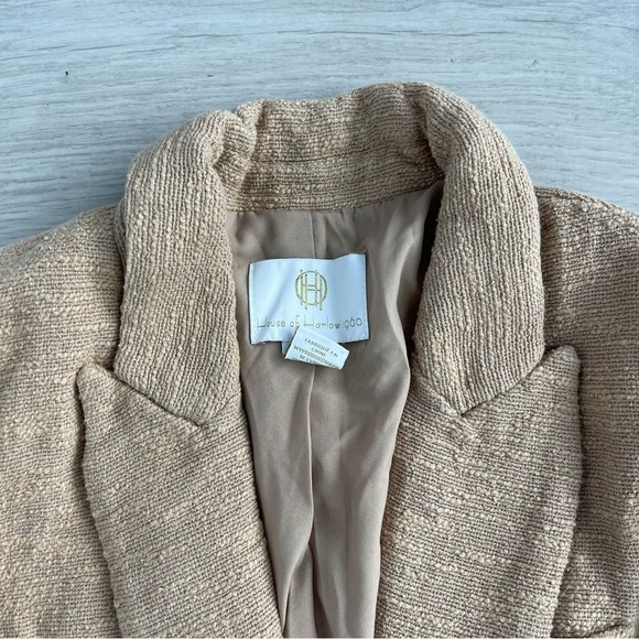 🥒 House of Harlow 1960 Double Breasted Tweed Crop Blazer Jacket Gold Buttons M - Picture 4 of 11